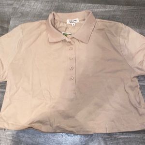 Vintage Tan Collared Cropped tee